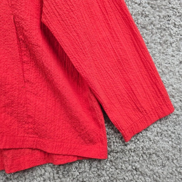 Habitat‎ Womens Pink Textured Button Up Shirt Size L Lagenlook Artsy Lightweight - Picture 2 of 15